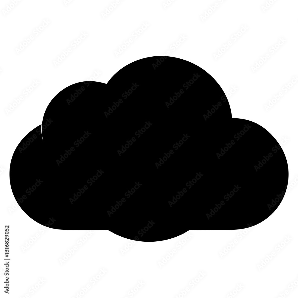 A solid black cloud shape A solid black cloud shape