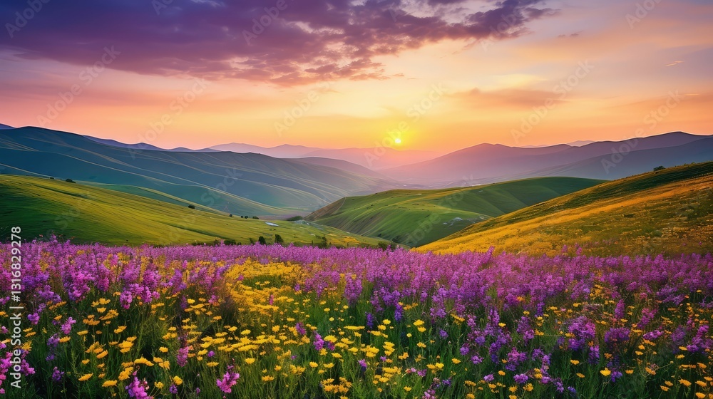 Obraz premium landscape purple yellow gradient