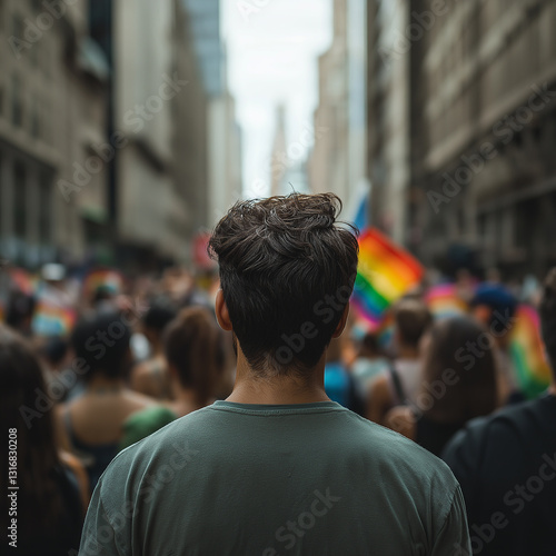 Wallpaper Mural Crowd at a city parade: people enjoying urban diversity and celebration on the street. Torontodigital.ca