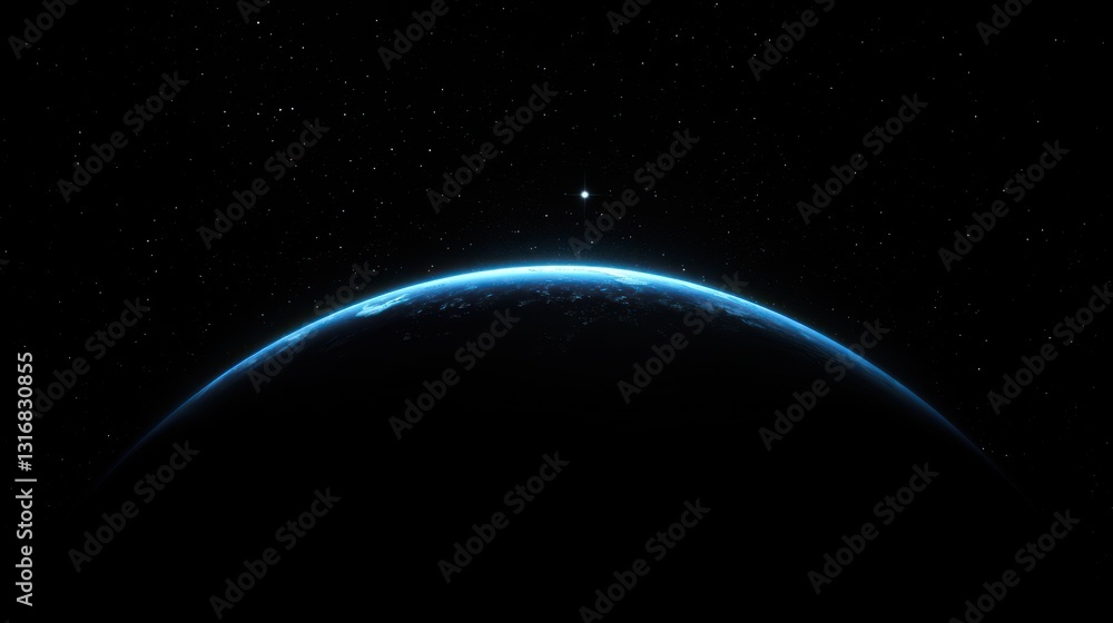 Fototapeta premium Earth's Serene Embrace: A Celestial Vista