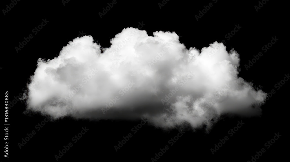 Isolated White Cumulus Cloud Against a Black Background Isolated White Cumulus Cloud Against a Black Background