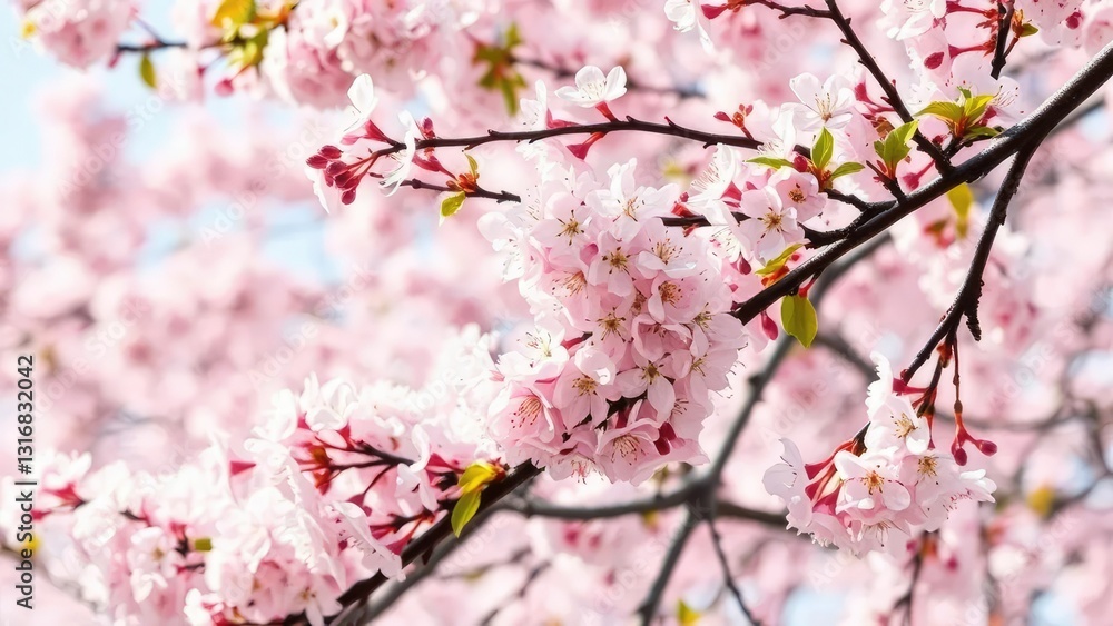 Cherry blossom branches with blooming flowers, flowers, flowering trees, spring