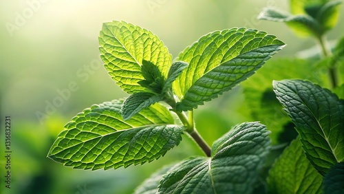 Fresh Green Mint Leaves – Herbal Plant in Natural Light