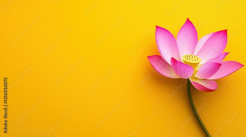 Elegant Pink Lotus Blossom on a Yellow Backdrop Symbol of Peace Serenity and Spiritual Awakening Beauty Elegant Pink Lotus Blossom on a Yellow Backdrop Symbol of Peace Serenity and Spiritual Awakening Beauty