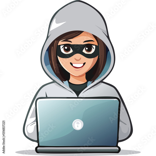 Illustration of hacker with laptop