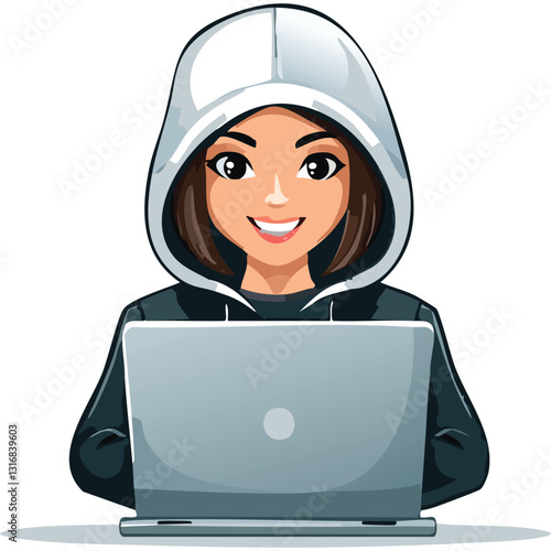 Illustration of hacker with laptop