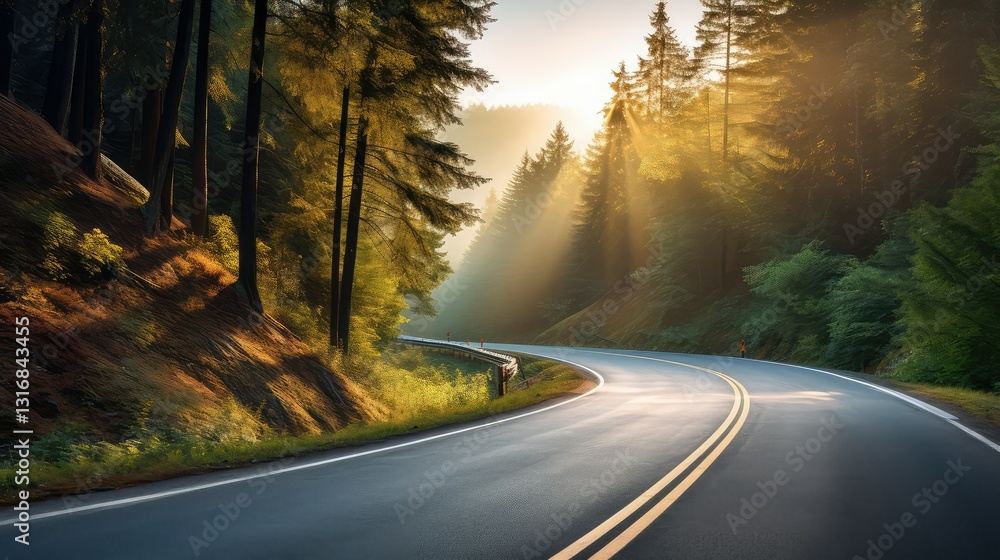 Fototapeta premium forest open road background