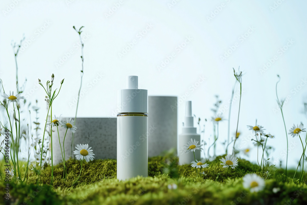 Fototapeta premium Cosmetic bottles in a natural setting
