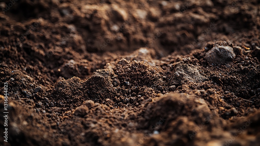 Close-up of Dark Brown Soil Texture Rich in Organic Matter Close-up of Dark Brown Soil Texture Rich in Organic Matter