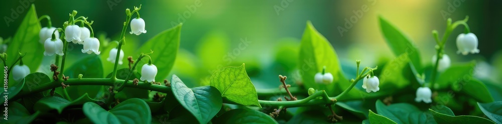 Lily of the valley stems entwined with ivy vines, entwined,, flower stems Lily of the valley stems entwined with ivy vines, entwined,, flower stems