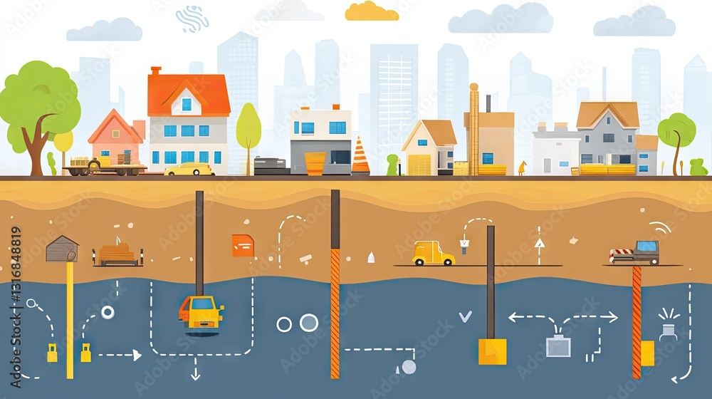 Obraz premium A step-by-step illustration showing the importance of zoning wet and dry areas.