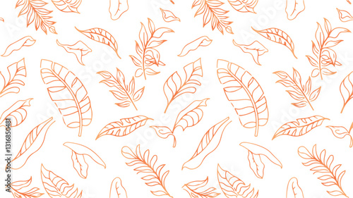 Tropical leaf Wallpaper, Luxury nature leaves pattern design, banana leaf line arts, Hand drawn outline design for fabric , print, cover, banner and invitation, Vector illustration. white background
