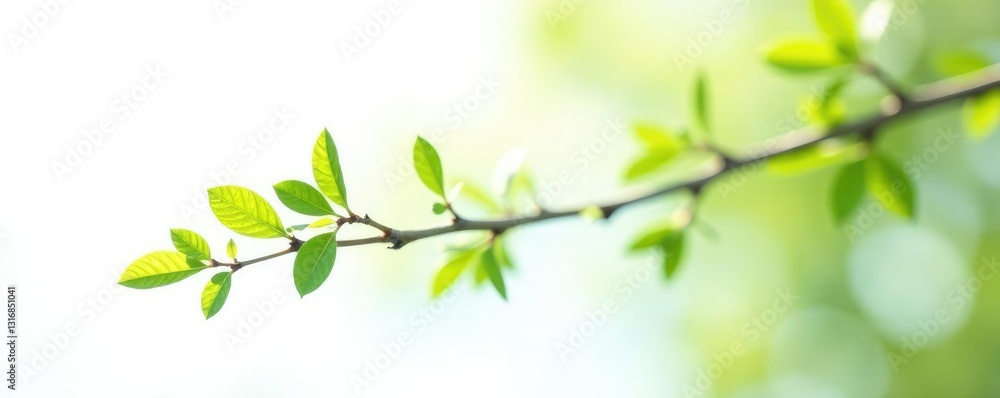 Single branch with small leaves isolated against white background, tree, branches Single branch with small leaves isolated against white background, tree, branches