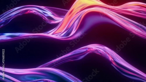 Wallpaper Mural Abstract neon waves with flowing light on black background. Futuristic design concept Torontodigital.ca