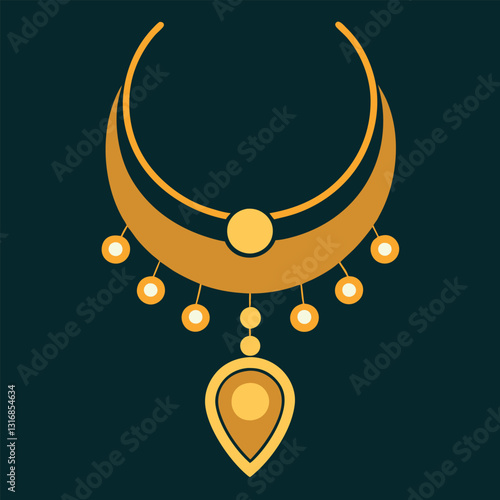 Jewellery gold necklaces vector.