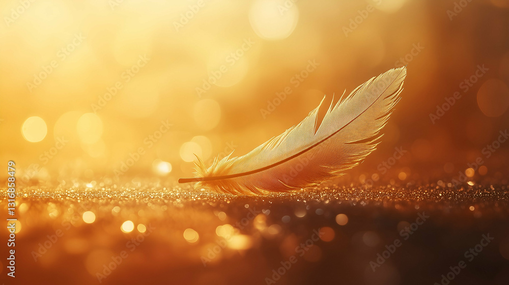 Feather in golden light