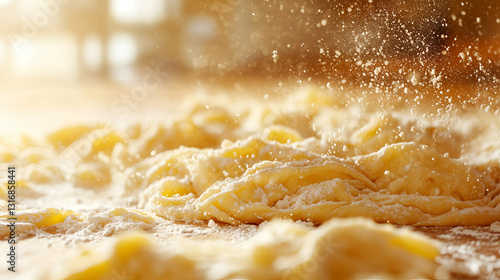 Obraz na płótnie Fresh homemade pasta with flour dusting w salonie