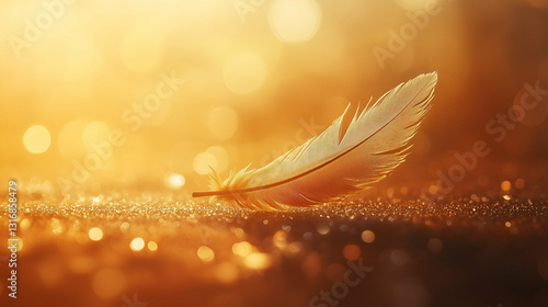 Obraz na płótnie Feather in golden light w salonie
