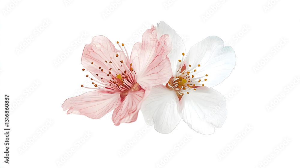 beautiful water color white and pink cherry blossom blomming sakura japanese flower isolated white background beautiful water color white and pink cherry blossom blomming sakura japanese flower isolated white background