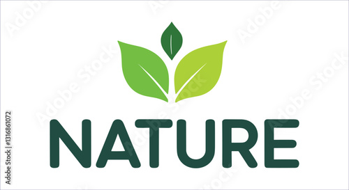 Natural green leaves logo. Nature logo with green leaves eco-friendly symbol vector design. Green nature logo with leaf elements vector. Environmental nature logo with green leaves photo