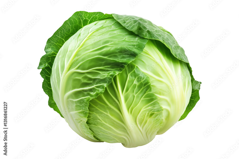 Whole green savoy cabbage with textured crinkled leaves isolated on transparent background. Concept of fresh organic vegetables and healthy eating Whole green savoy cabbage with textured crinkled leaves isolated on transparent background. Concept of fresh organic vegetables and healthy eating