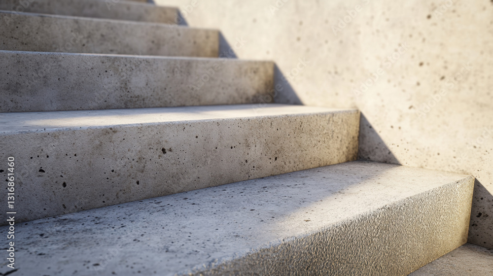 Textured concrete stairs ascend to a bright entrance, showcasing the craftsmanship and material details in natural light Textured concrete stairs ascend to a bright entrance, showcasing the craftsmanship and material details in natural light
