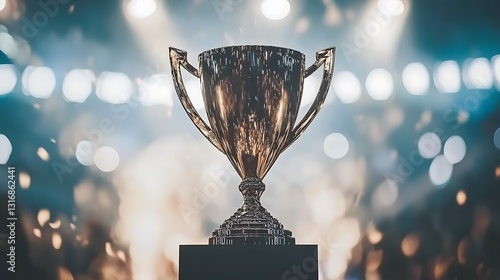 Celebration of achievement sports trophy ceremony stadium photography festive close-up victory concept