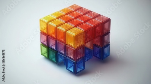 Colorful Cube Abstract Form on Light Background