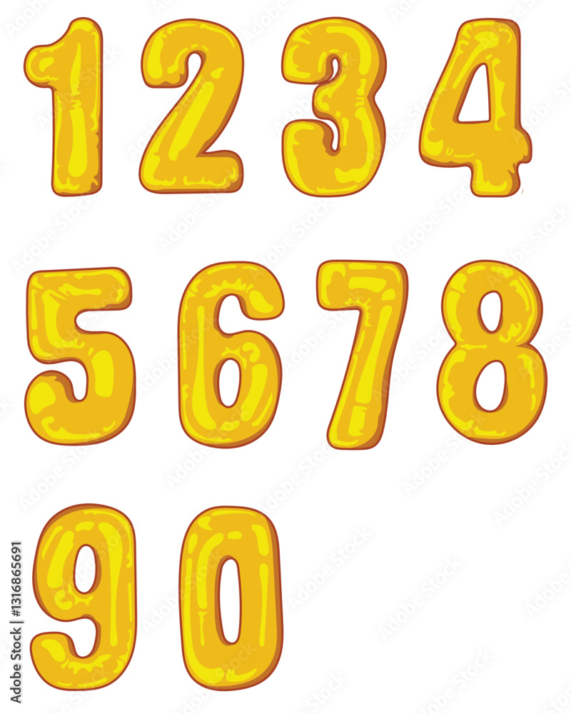 Set of gold balloon numbers 0-9 with a shiny metallic look, perfect for birthday, celebration, and party decor. Set of gold balloon numbers 0-9 with a shiny metallic look, perfect for birthday, celebration, and party decor.