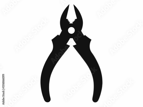 A simple Pliers silhouette vector illustration, Open plier silhouette, Pliers icon logo vector design