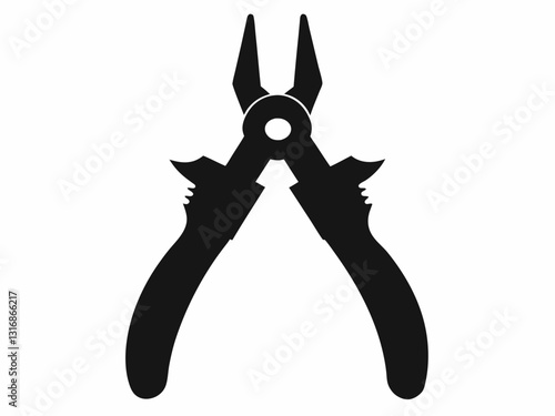 pair of pliers black silhouette on white background. Pliers icon logo vector design