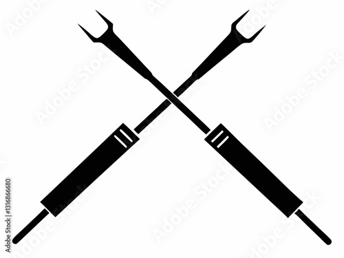 Pair of seam rippers icon black-silhouette, Screwdriver Tool Icon Cartoon Isolated on white background.