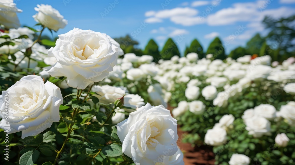 Fototapeta premium rows white roses