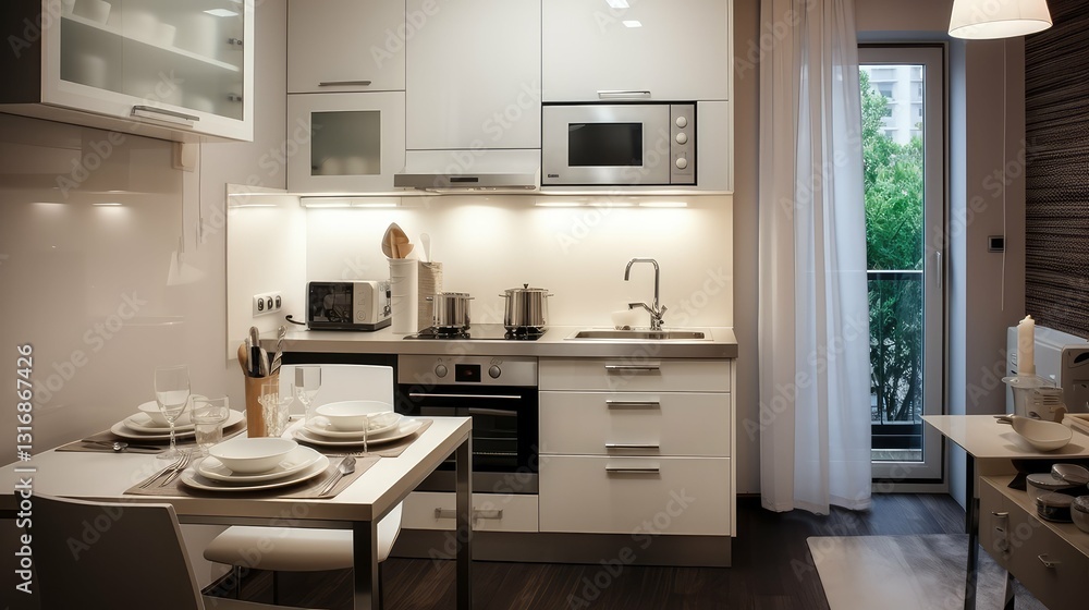 Fototapeta premium minimalist small apartment kitchen