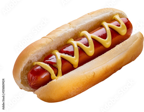 Cut-Out of a Delicious Hot Dog. Transparent PNG background.