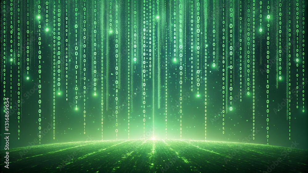 Abstract Green Digital Rain Background Abstract Green Digital Rain Background