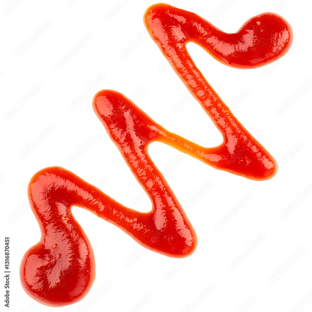 liquid red tomato glaze zigzag isolated on white background liquid red tomato glaze zigzag isolated on white background