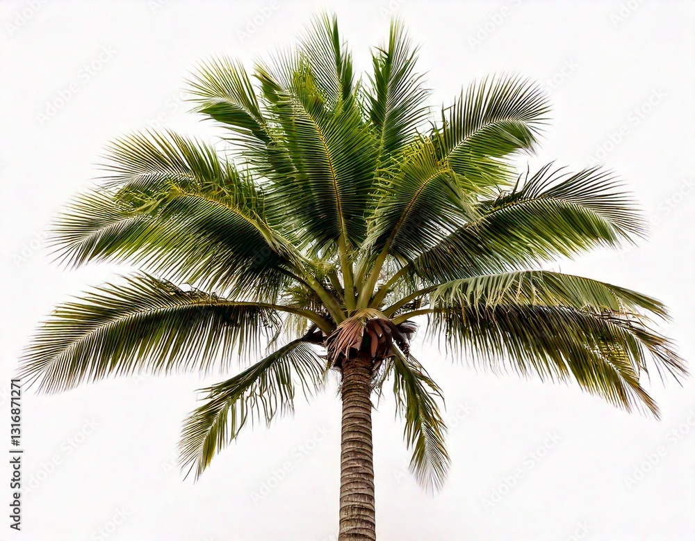 Fototapeta premium 白背景の一本の椰子の木