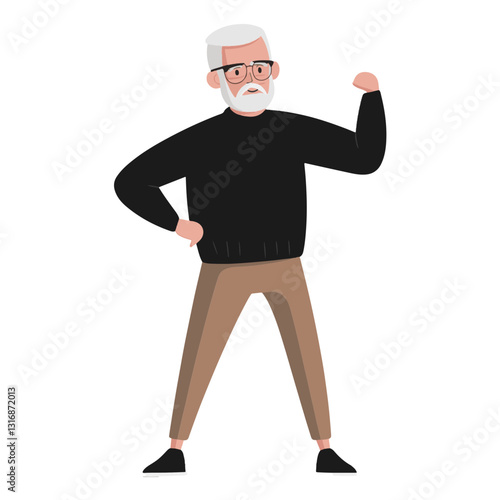 vector illustration of a old man
