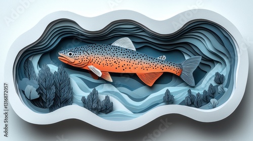 Papercut Trout in Aquatic Habitat