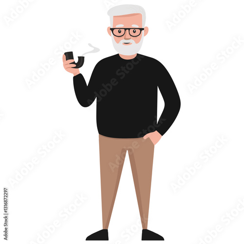 vector illustration of a old man