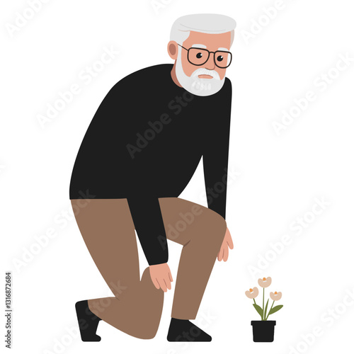 vector illustration of a old man