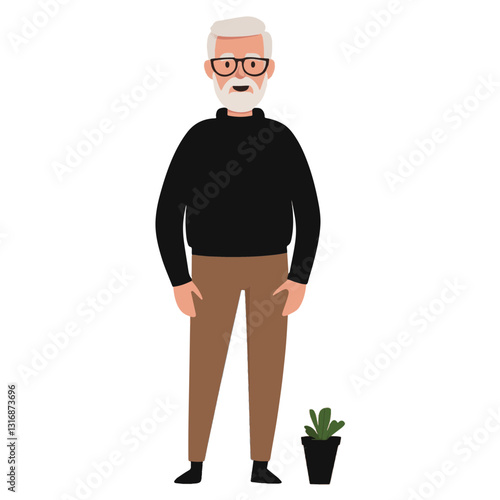 vector illustration of a old man