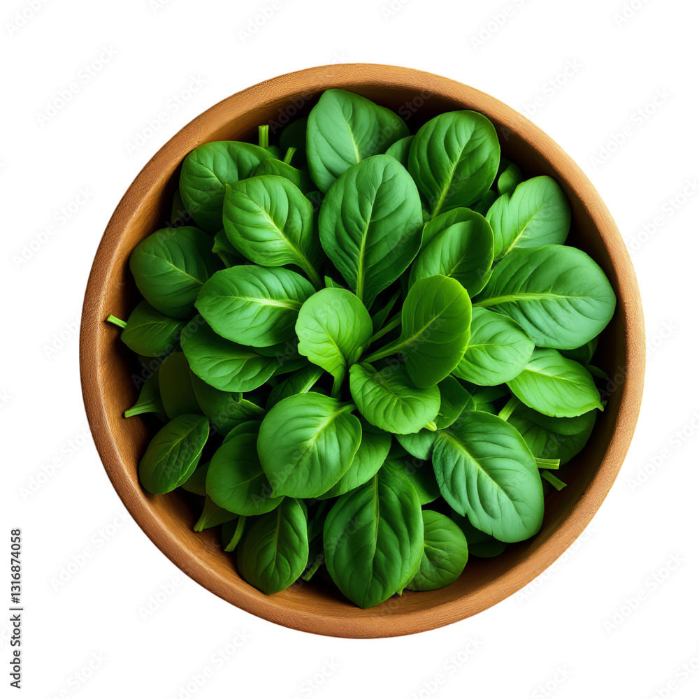 Fresh Spinach Leaves in a Terracotta Bowl Fresh Spinach Leaves in a Terracotta Bowl