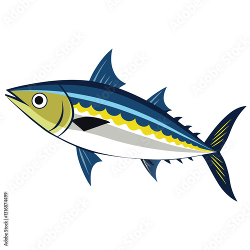 mackerel-fish-colorful-vector-isolated-image-on white background 