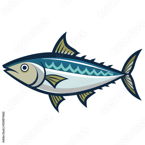 mackerel-fish-colorful-vector-isolated-image-on white background 