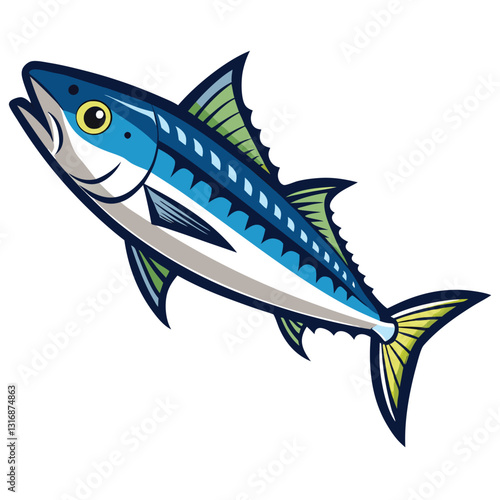 mackerel-fish-colorful-vector-isolated-image-on white background 