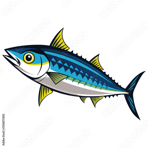 mackerel-fish-colorful-vector-isolated-image-on white background 