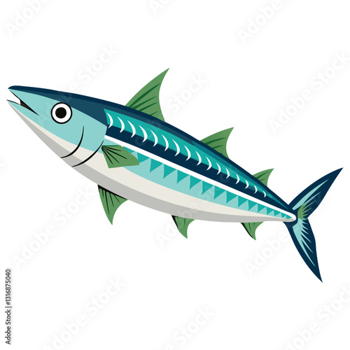 mackerel-fish-colorful-vector-isolated-image-on white background 