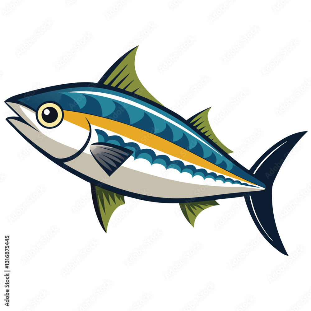 Obraz premium mackerel-fish-colorful-vector-isolated-image-on white background 